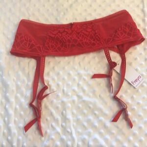 Freya Soirée Lace Red Garter Suspender Belt NWT